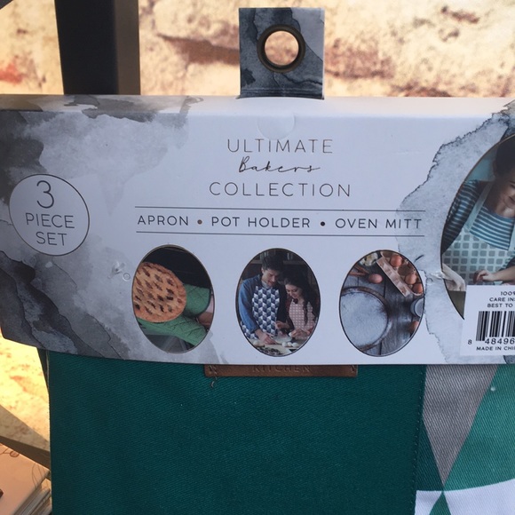 New Eco One 3 pc Set Apron/Oven Mitt/Potholder Housewarming Gift Holiday Hostess - Picture 3 of 3